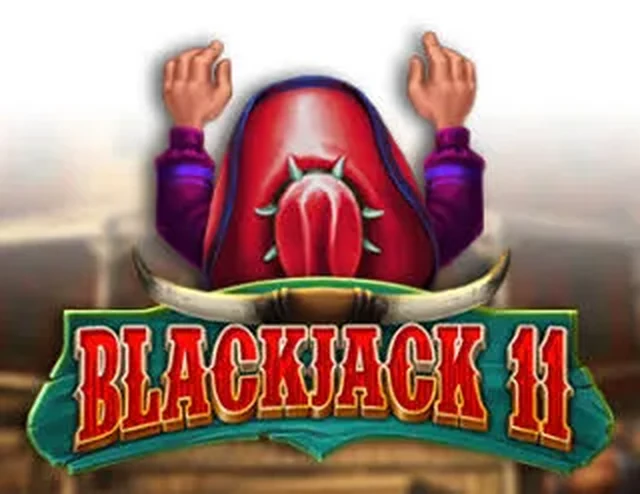 Game artwork for a blackjack title, showing a hooded figure with raised hands above a horned banner reading Blackjack 11